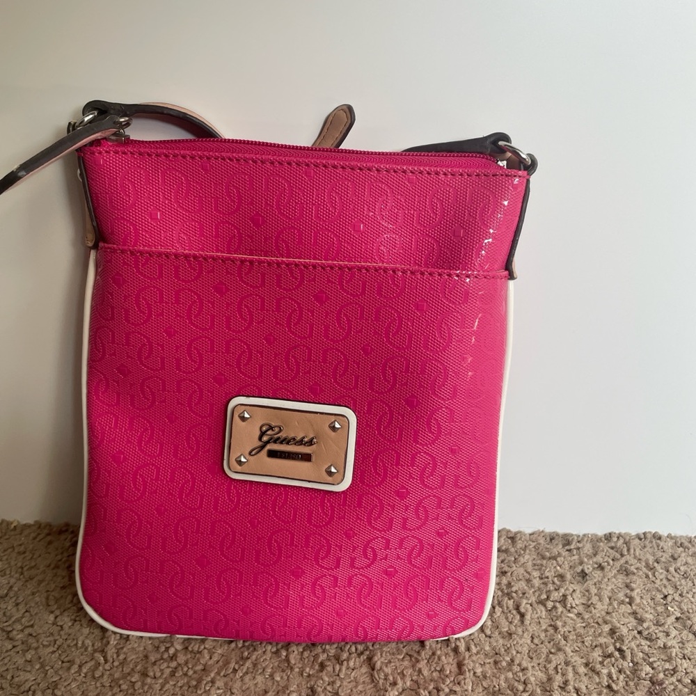 Guess Pink Crossbody Bag with Silver Hardware